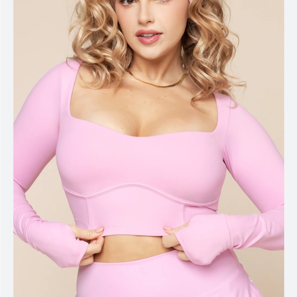 Popflex - Sweetheart Long Sleeve Crop Top - Bubblegum - Large